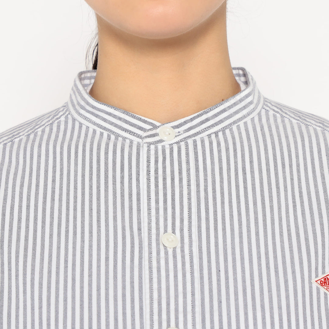 Women's Oxford Band Collar Shirt Pattern