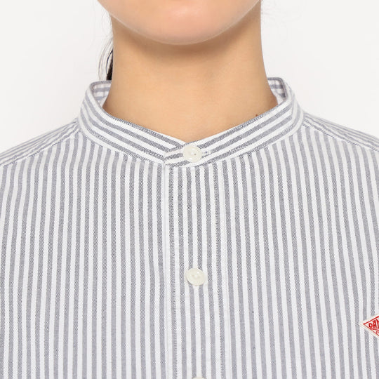 Women's Oxford Band Collar Shirt Pattern