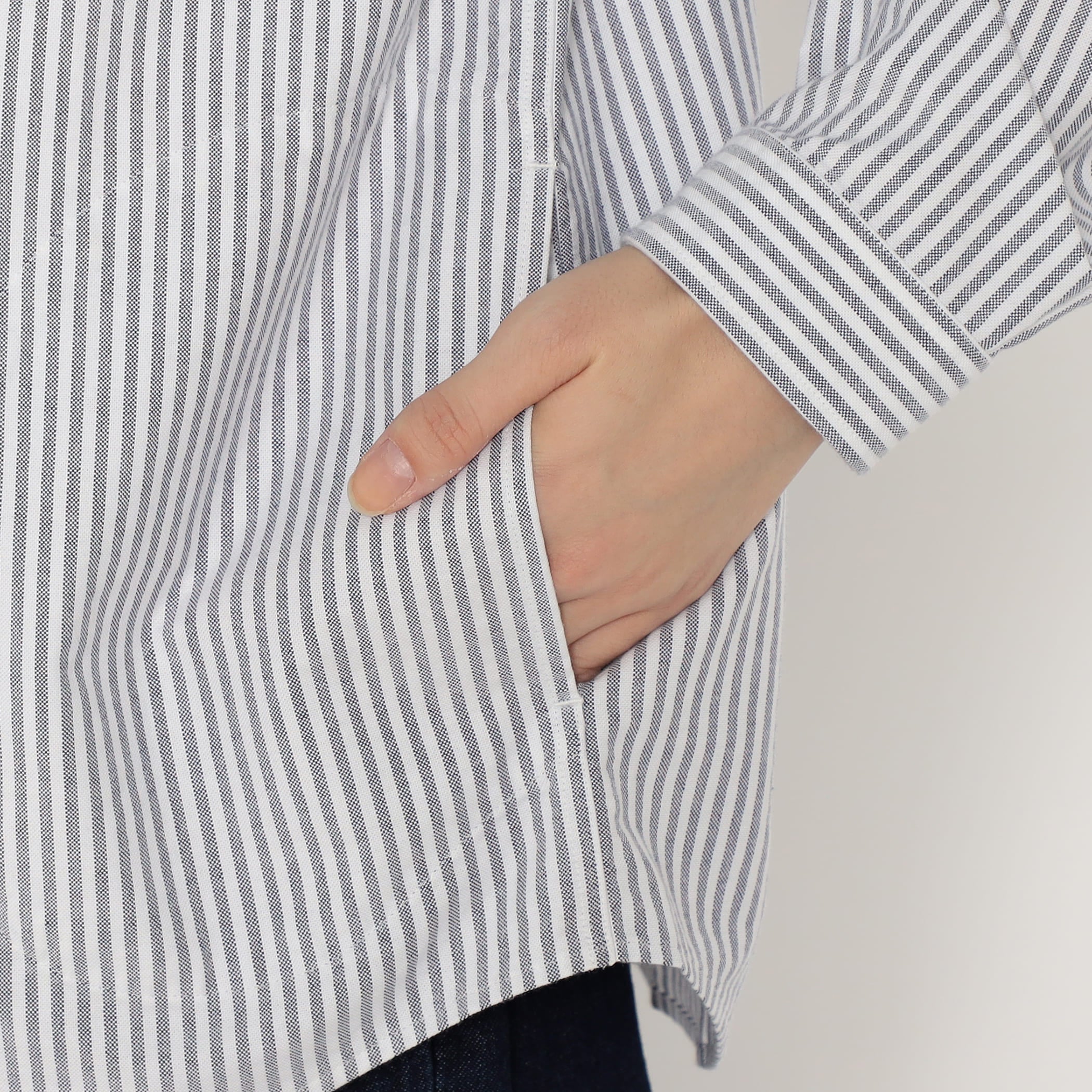 DANTON Women's Oxford Band Collar Shirt Pattern