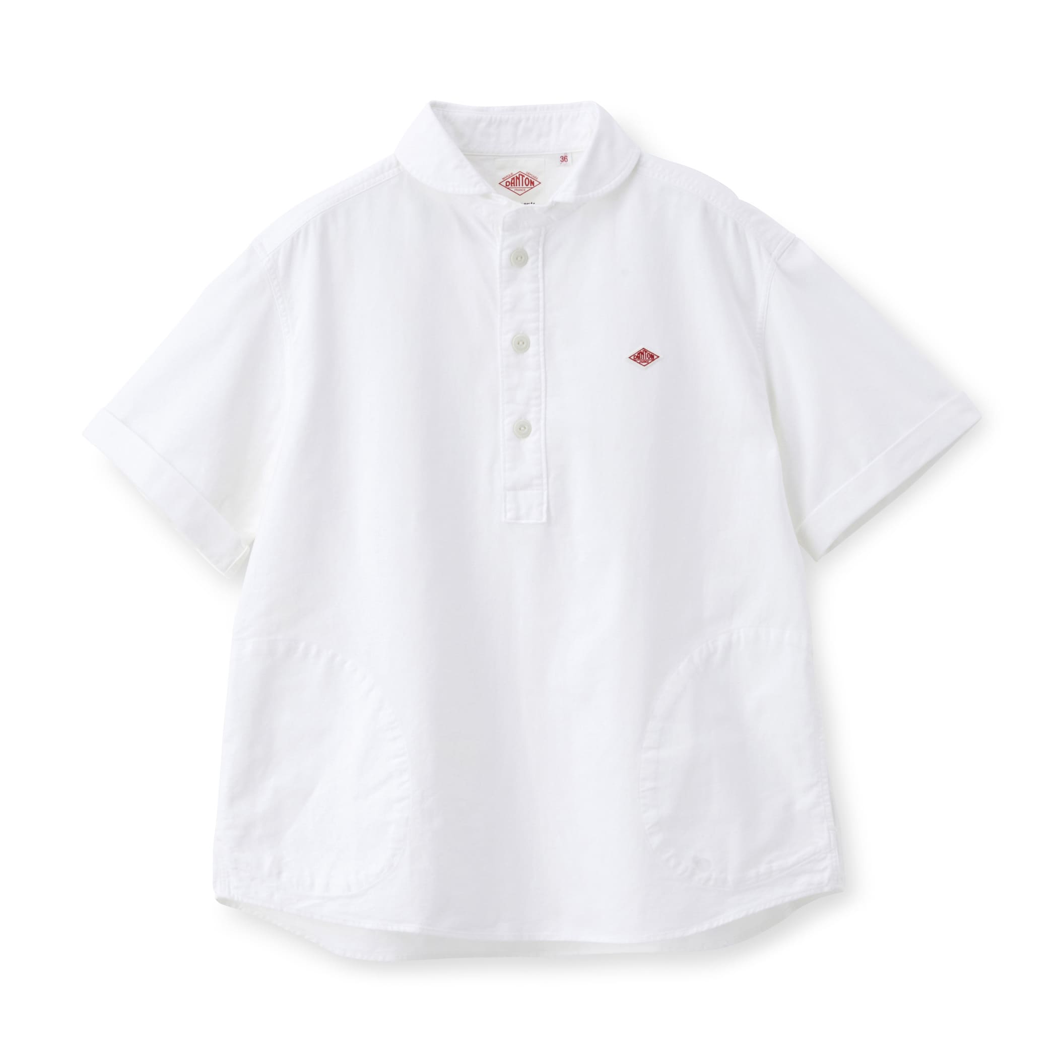DANTON Women's Oxford Round Collar Short Sleeve Pullover Shirt