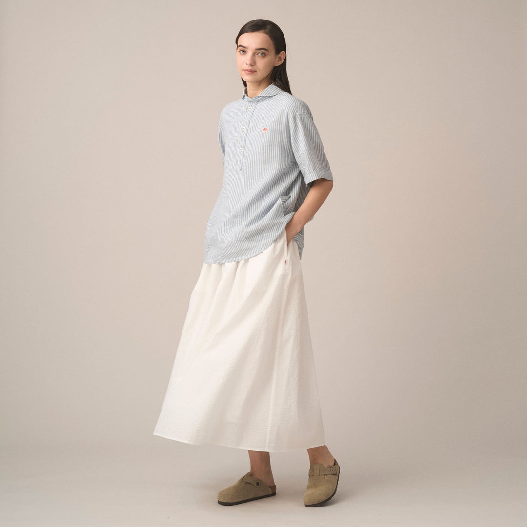 Women's Linen Round Collar Short Sleeve Pullover Shirt Pattern