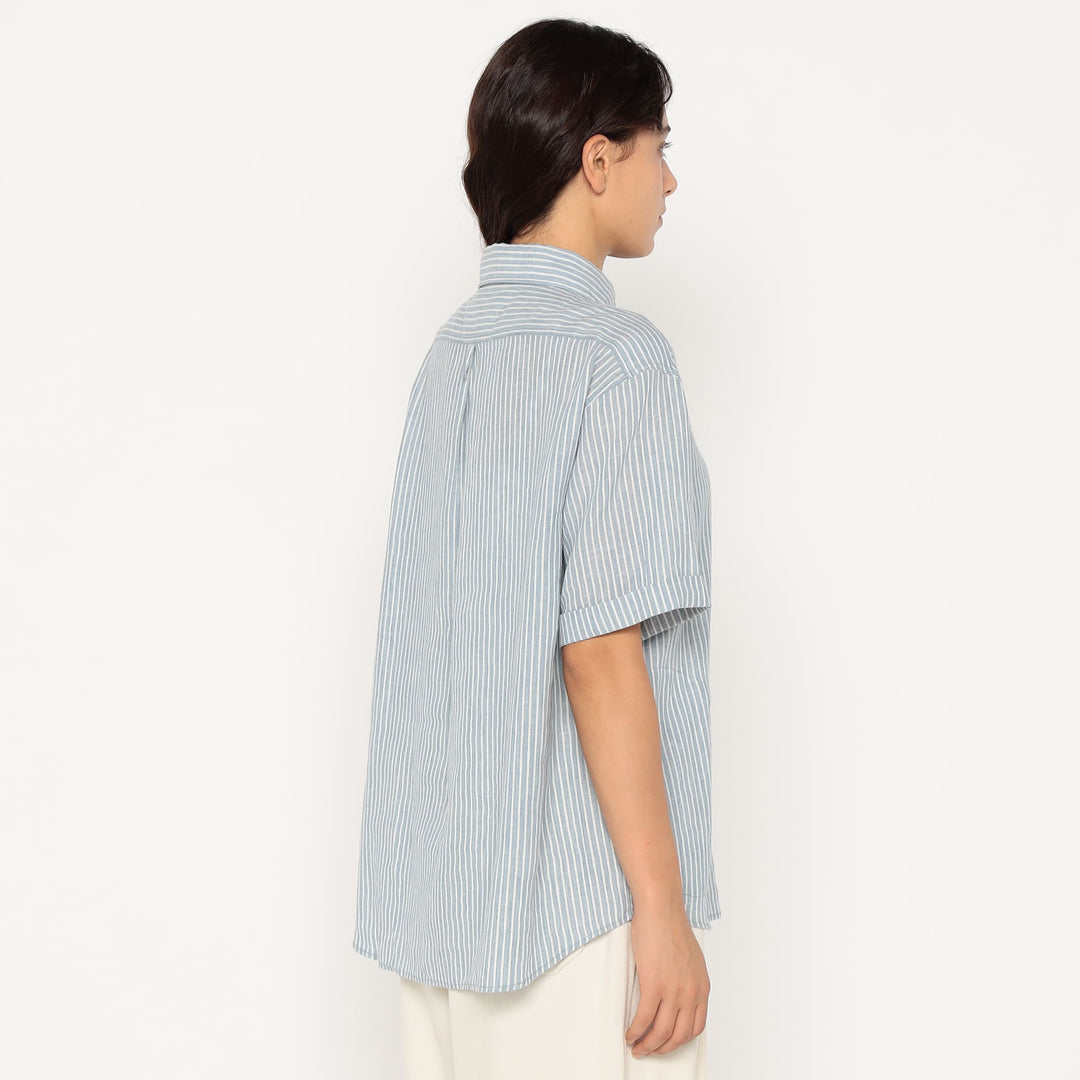 Women's Linen Round Collar Short Sleeve Pullover Shirt Pattern