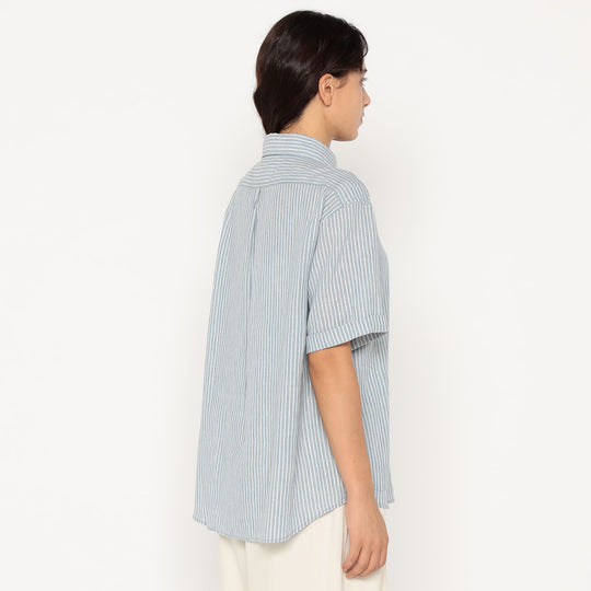 Women's Linen Round Collar Short Sleeve Pullover Shirt Pattern