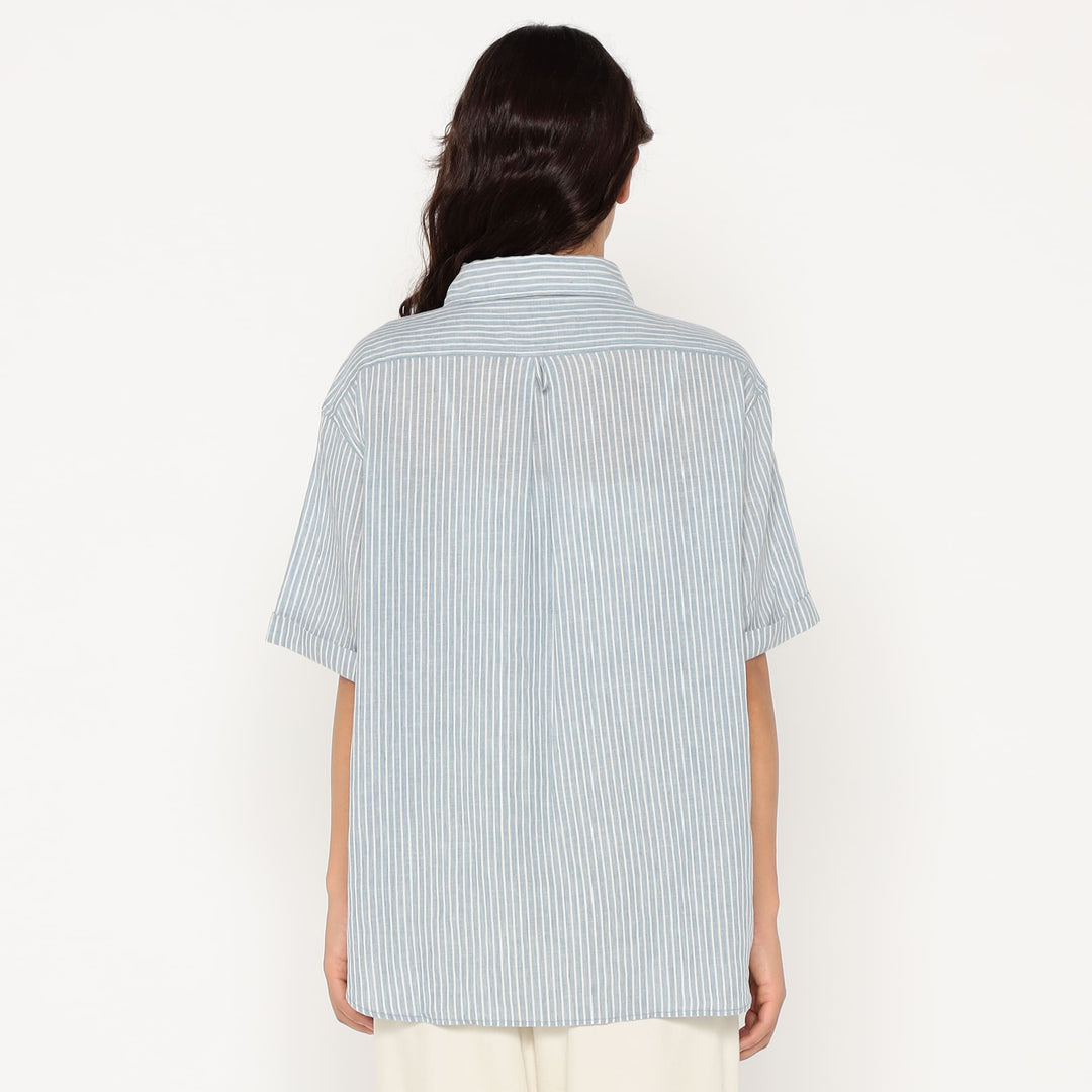 Women's Linen Round Collar Short Sleeve Pullover Shirt Pattern