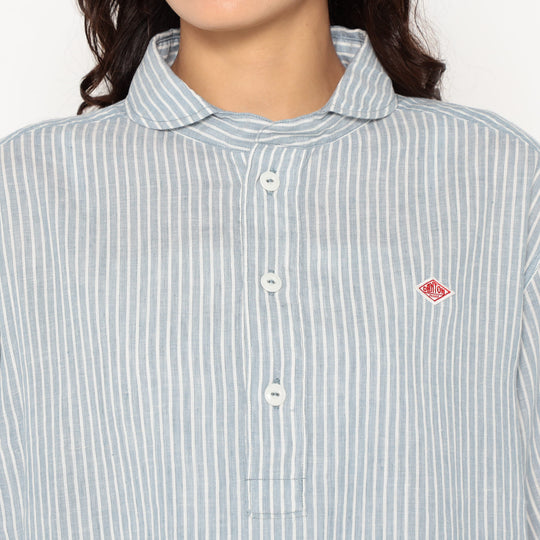 Women's Linen Round Collar Short Sleeve Pullover Shirt Pattern