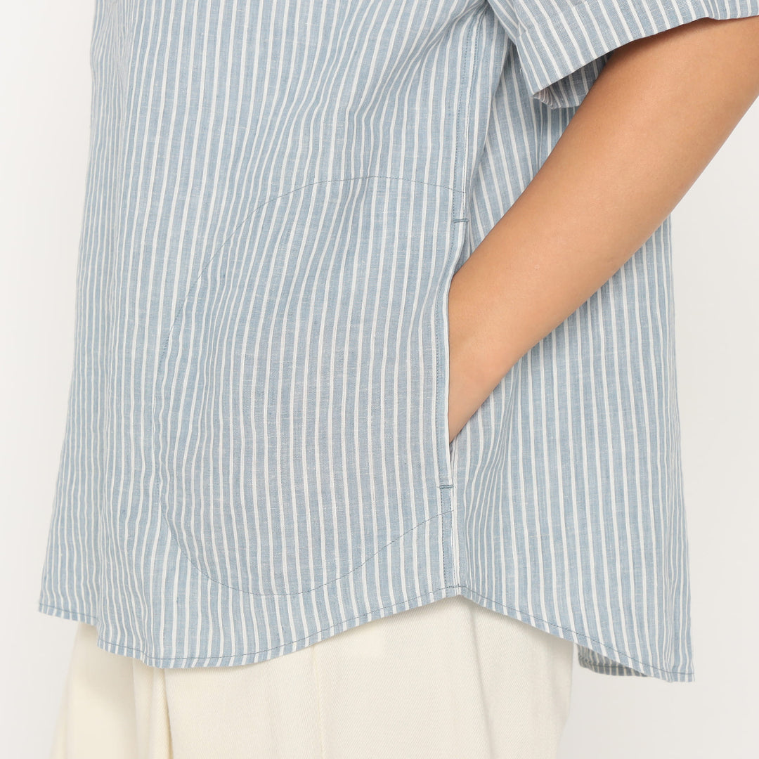 Women's Linen Round Collar Short Sleeve Pullover Shirt Pattern