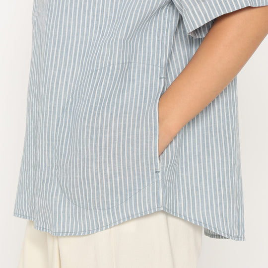 Women's Linen Round Collar Short Sleeve Pullover Shirt Pattern