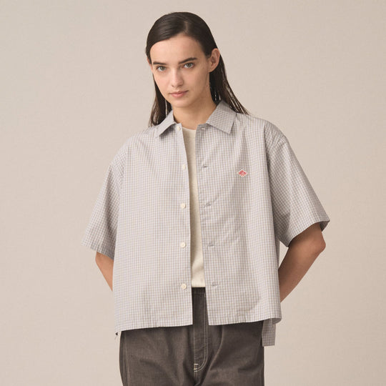 Women's Cotton Poplin Half Sleeve Shirt Plaid