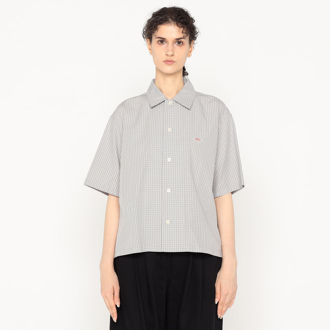 Women's Cotton Poplin Half Sleeve Shirt Plaid