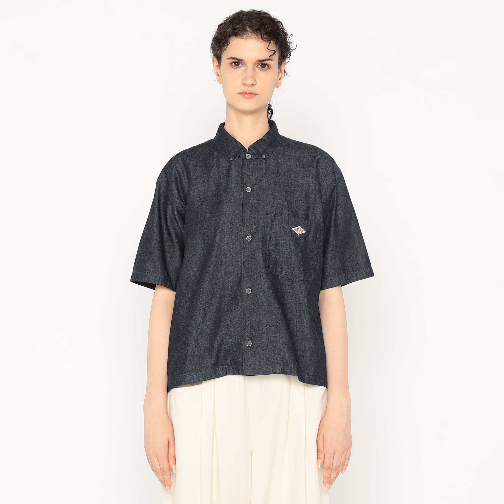 【美品】WOMEN＇S DENIM DUNGAREE B.D SHIRT DANTON Women's Denim Dungaree Short Sleeve B.D Shirt