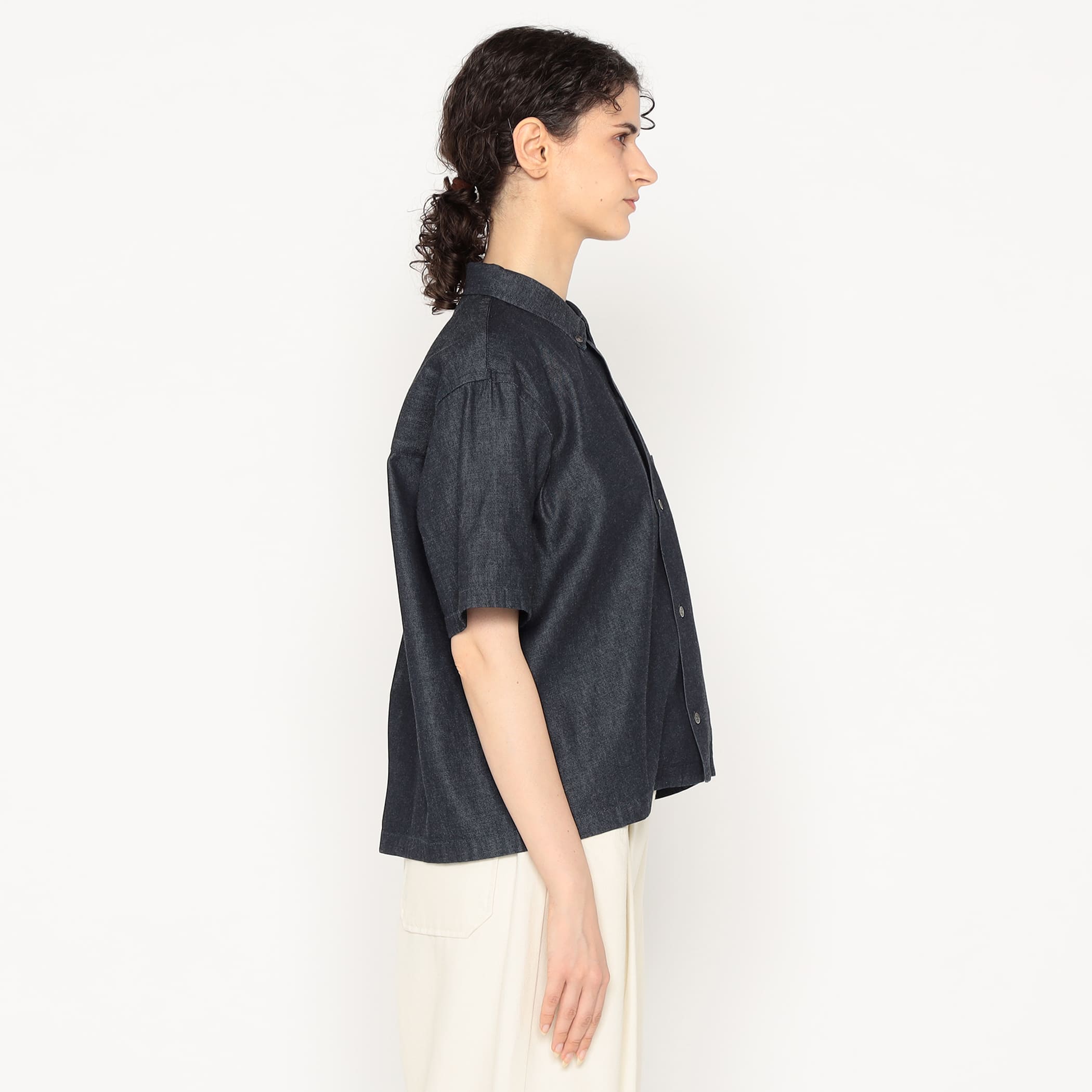 DANTON Women's Denim Dungaree Short Sleeve B.D Shirt
