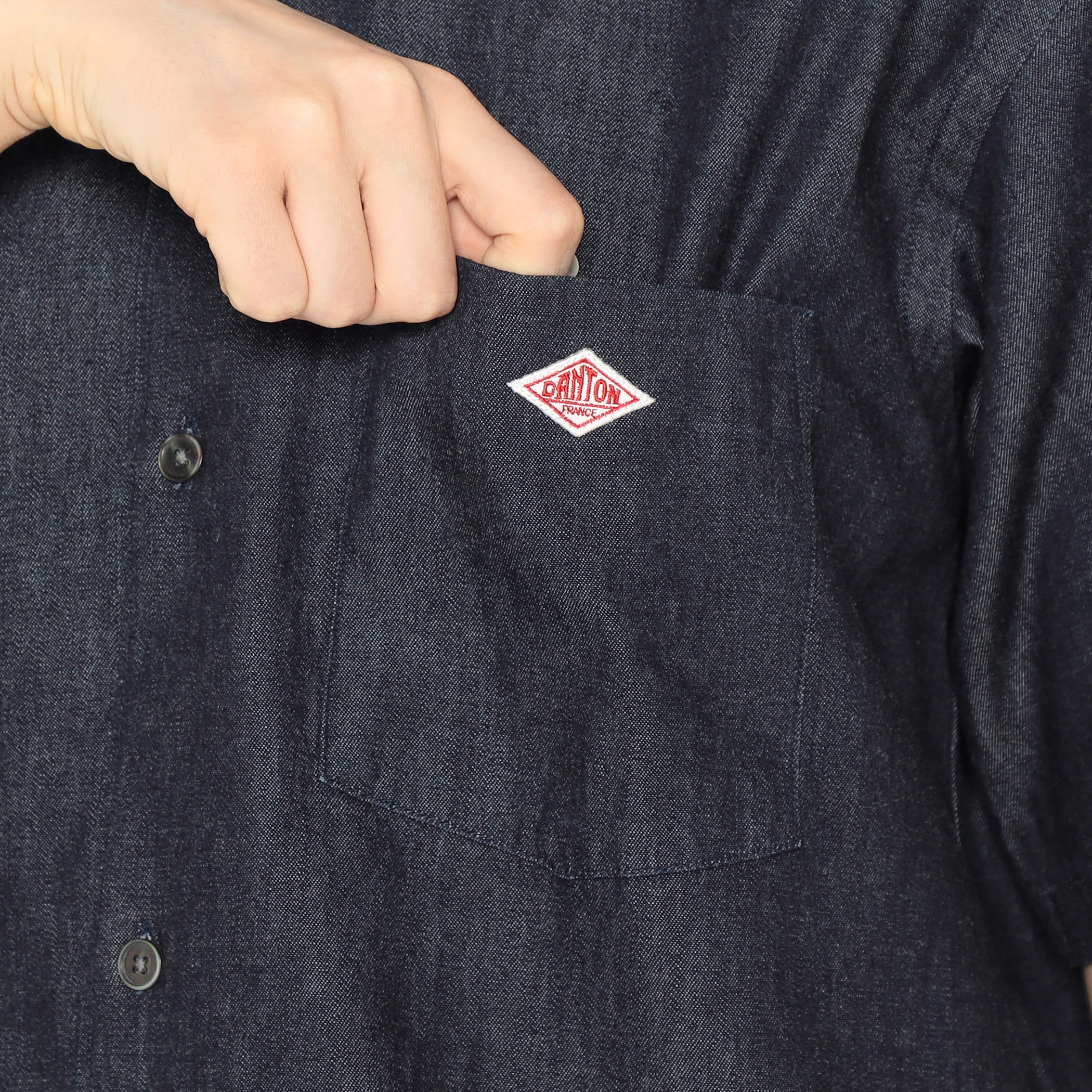 【美品】WOMEN＇S DENIM DUNGAREE B.D SHIRT DANTON Women's Denim Dungaree Short Sleeve B.D Shirt