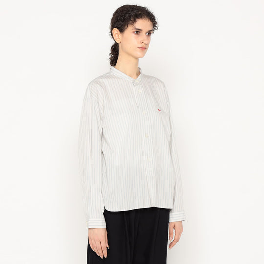 Women's Cotton Poplin Band Collar Shirt