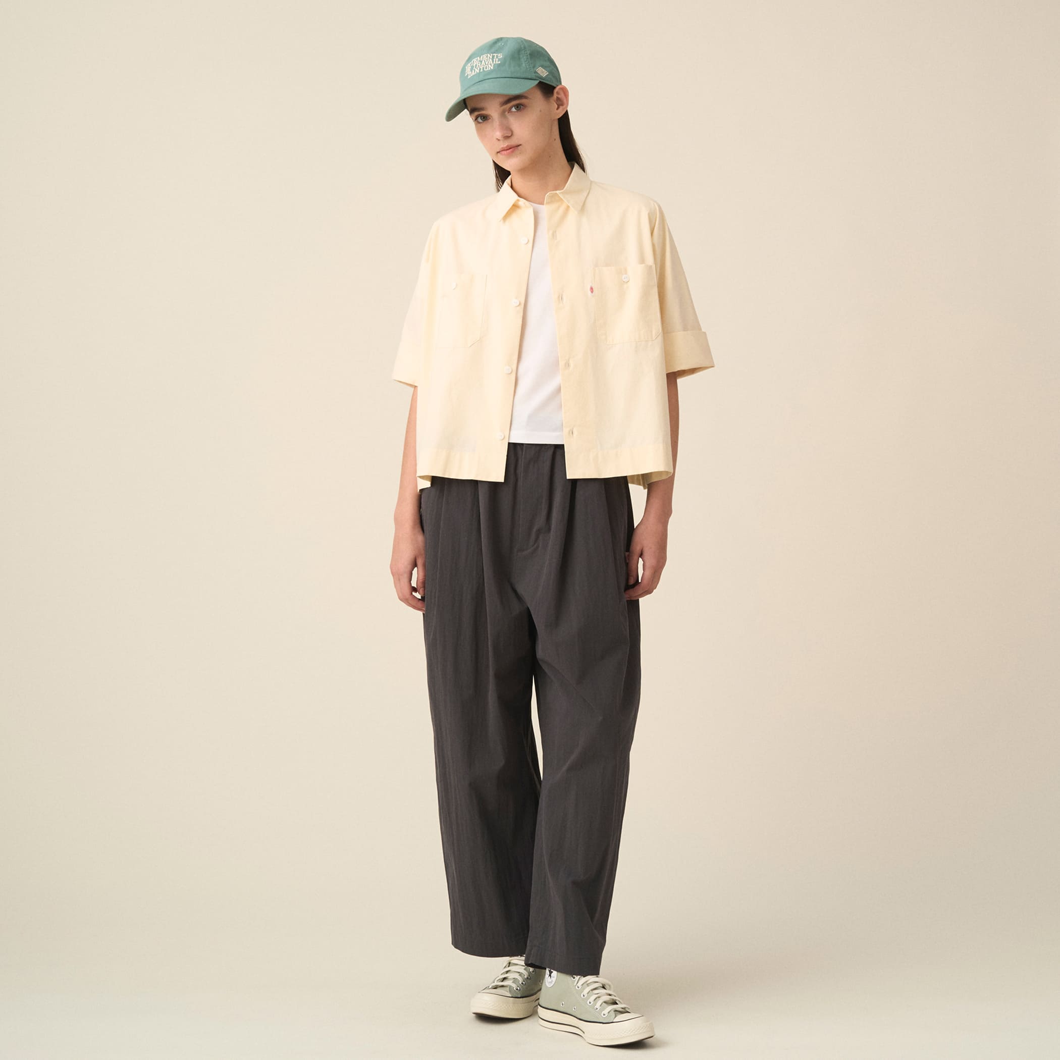 DANTON Women's C/N Twill Double Pleated Easy Pants