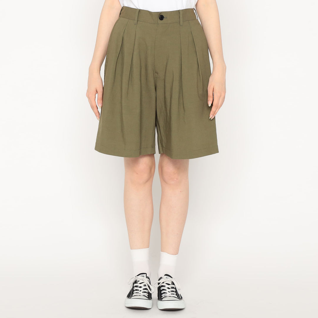 Women's Linen-Blend Double Pleated Shorts