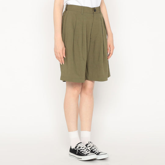 Women's Linen-Blend Double Pleated Shorts