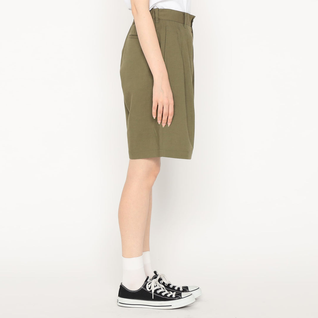 Women's Linen-Blend Double Pleated Shorts