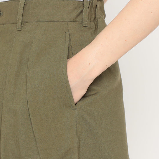 Women's Linen-Blend Double Pleated Shorts
