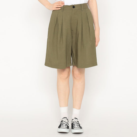 Women's Linen-Blend Double Pleated Shorts