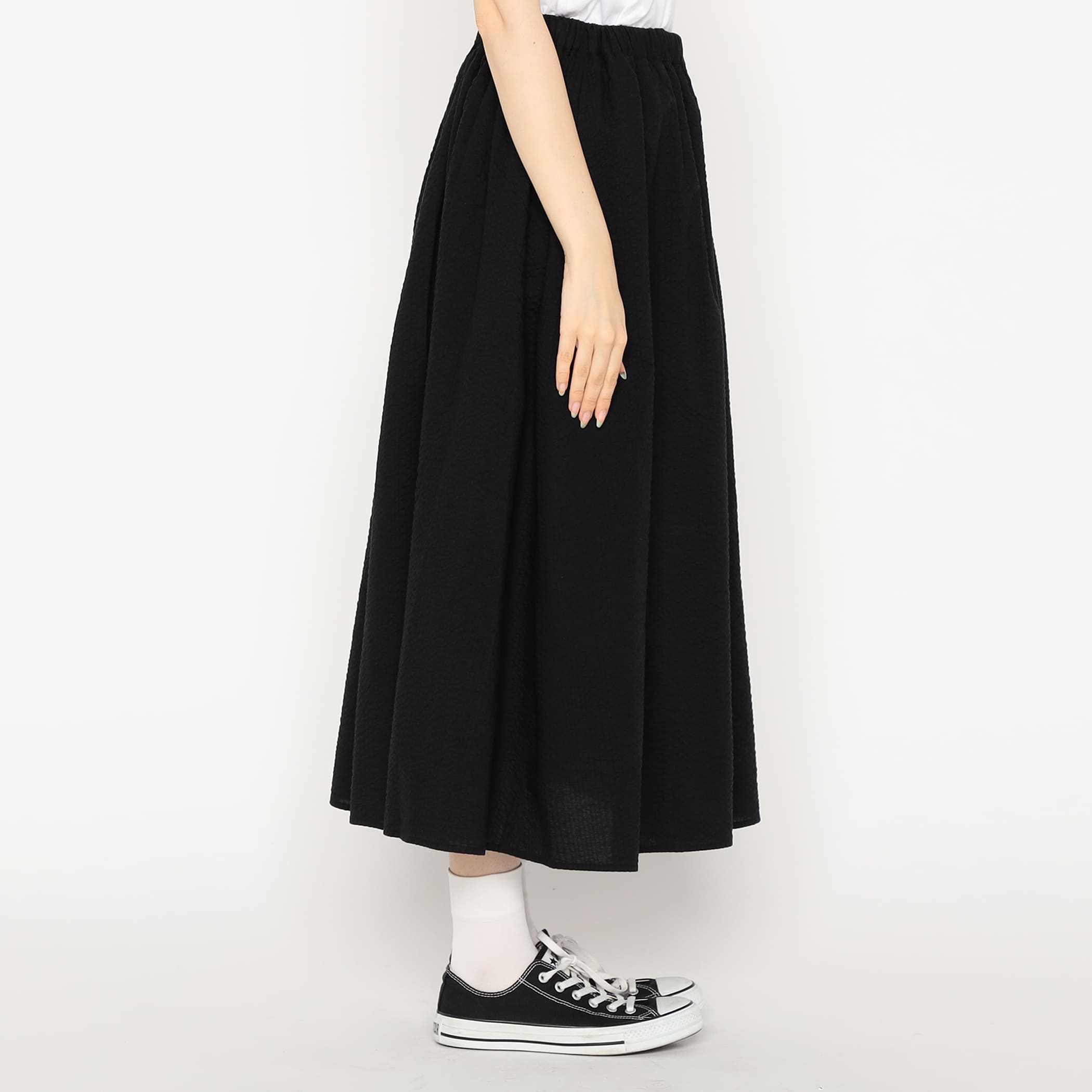 DANTON Women's Seersucker Gather Skirt