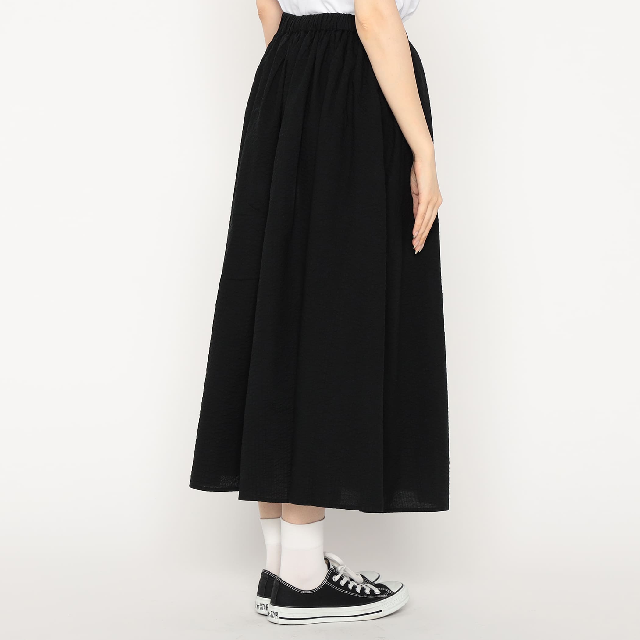 DANTON Women's Seersucker Gather Skirt