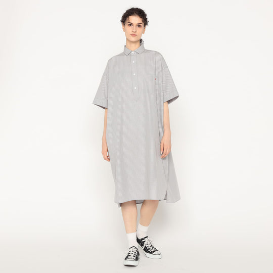 Women's Cotton Poplin Pullover Shirt Dress Plaid