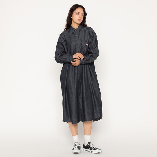 Women's Denim Dungaree Classic Collar Dress