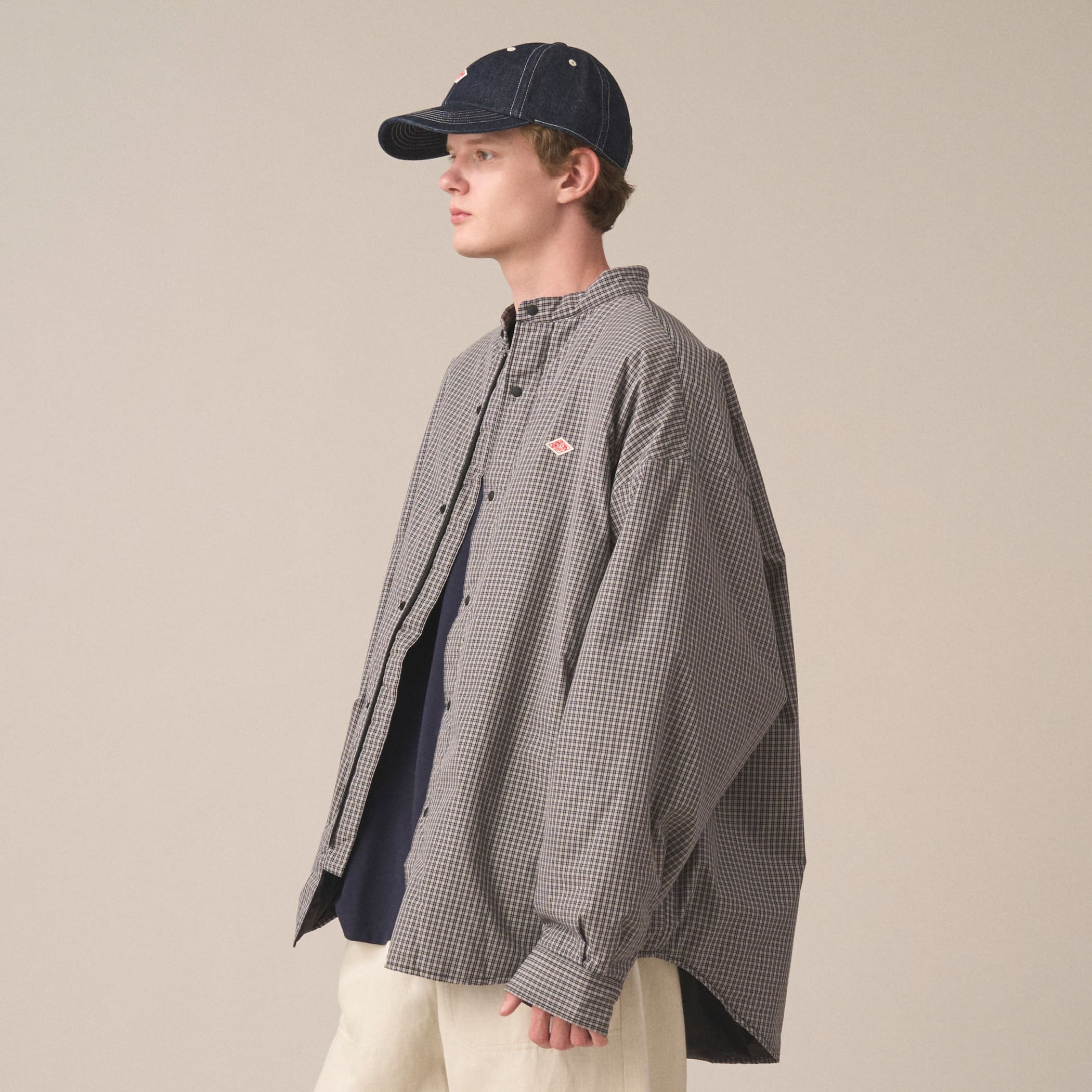 DANTON Men's Insulation Stand Collar Shirt Jacket Plaid