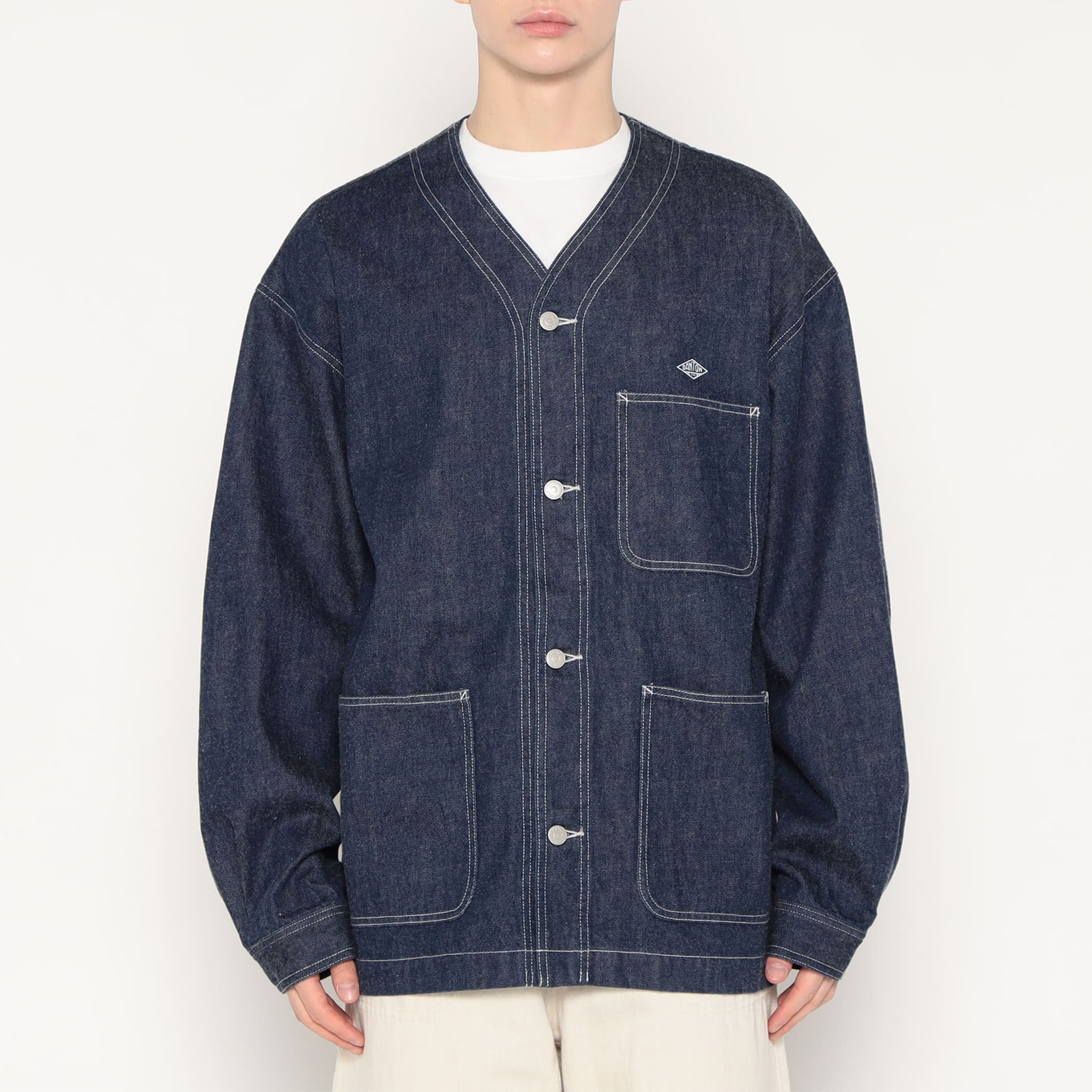 DANTON Men's Denim Collarless Jacket