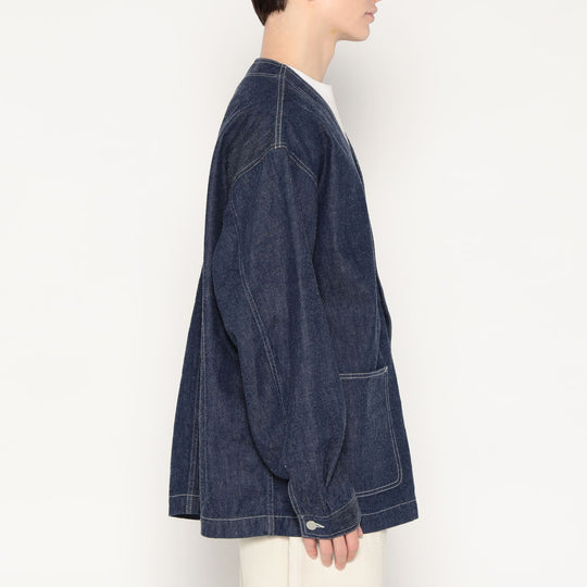 Men's Denim Collarless Jacket