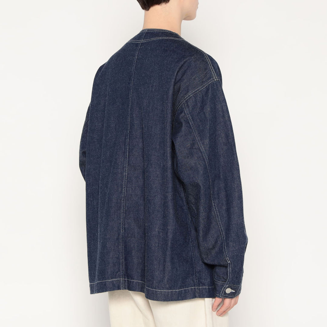 Men's Denim Collarless Jacket