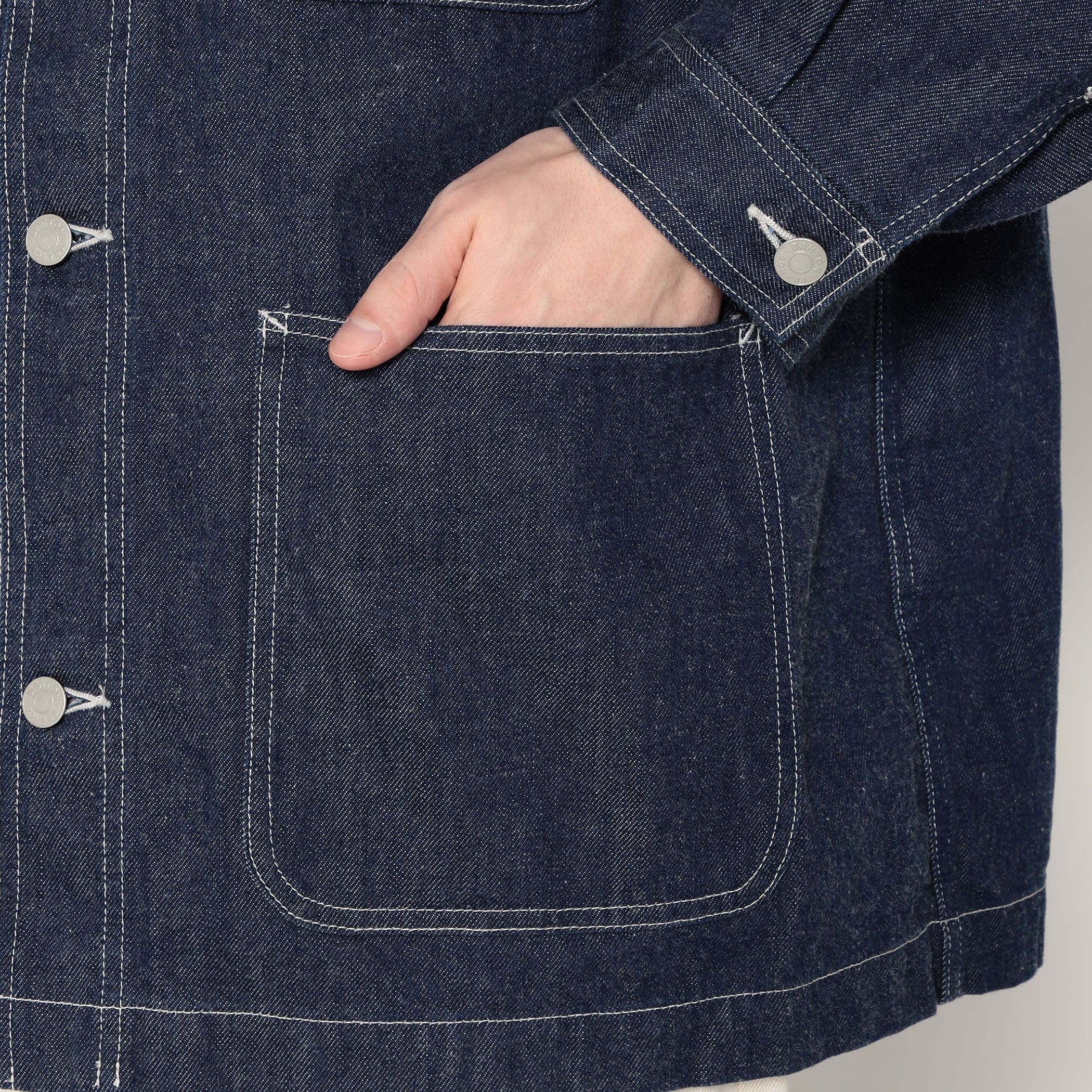 DANTON Men's Denim Collarless Jacket