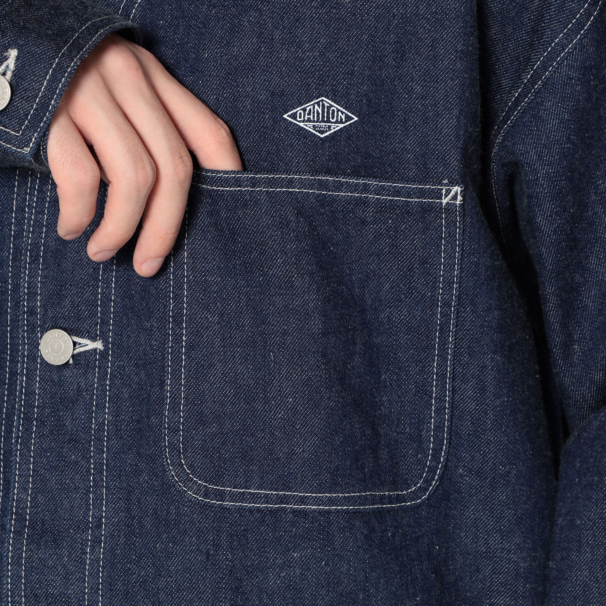 DANTON Men's Denim Collarless Jacket
