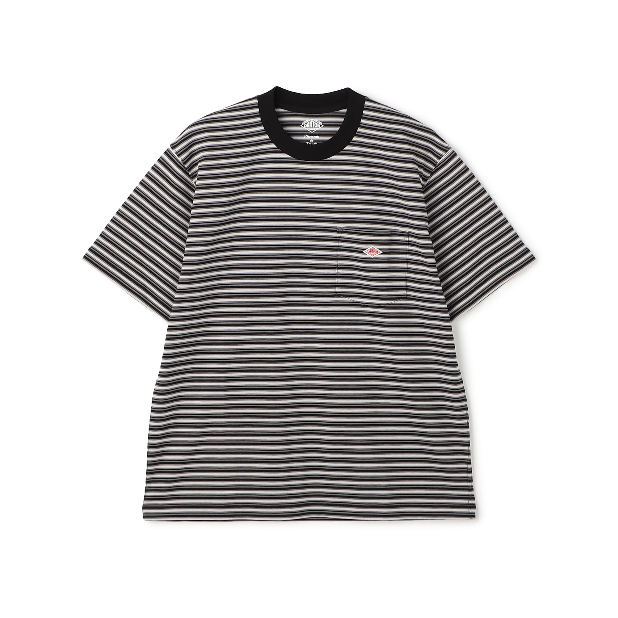 ちー DANTON Men's Short Sleeve Pocket T-shirt Stripe