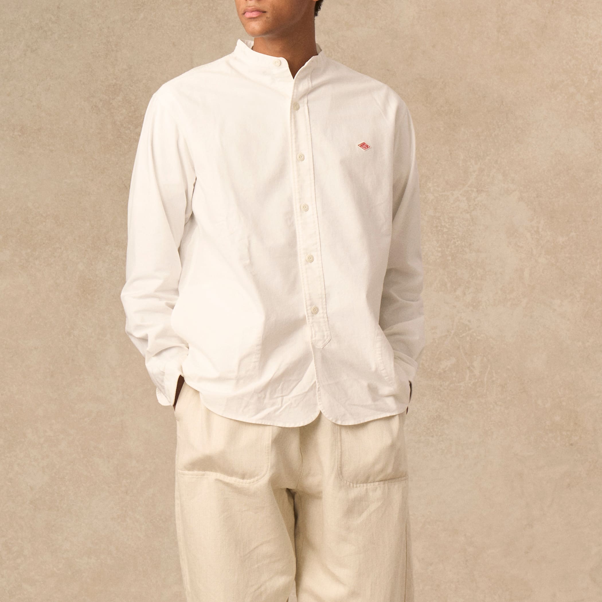 DANTON Men's Oxford Band Collar Shirt