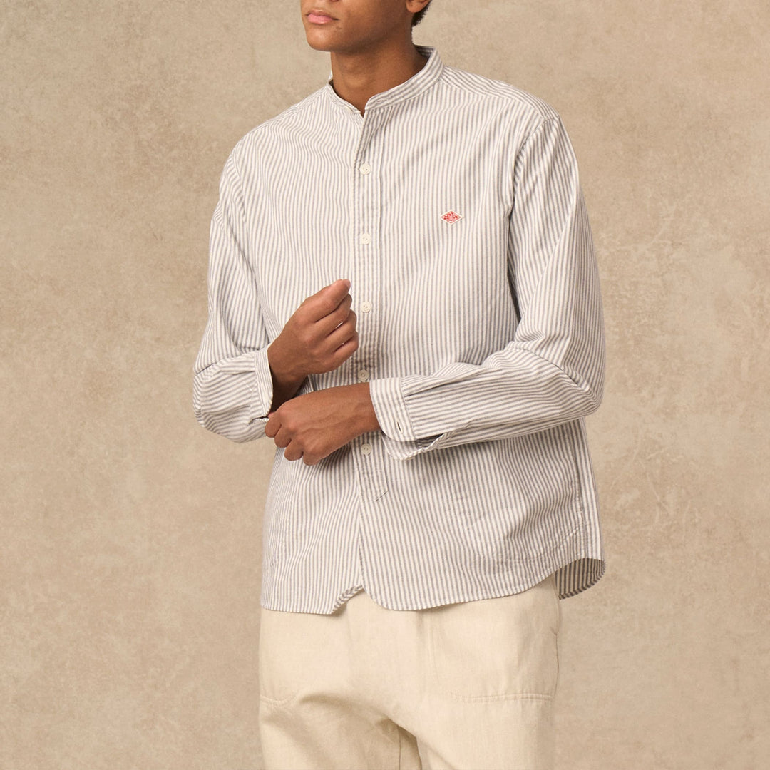 Men's Oxford Band Collar Shirt Pattern