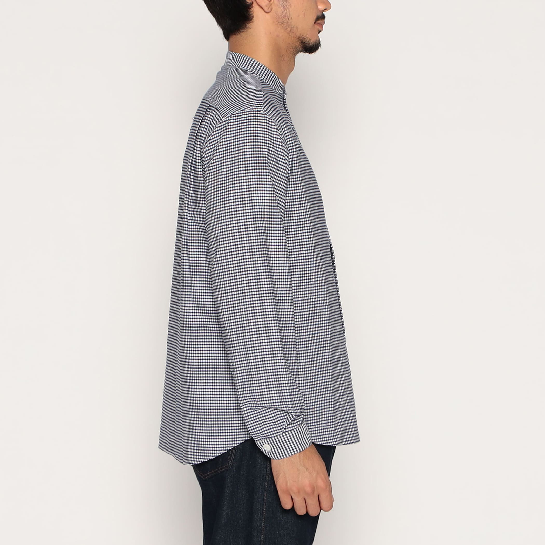 DANTON Men's Oxford Band Collar Shirt Pattern