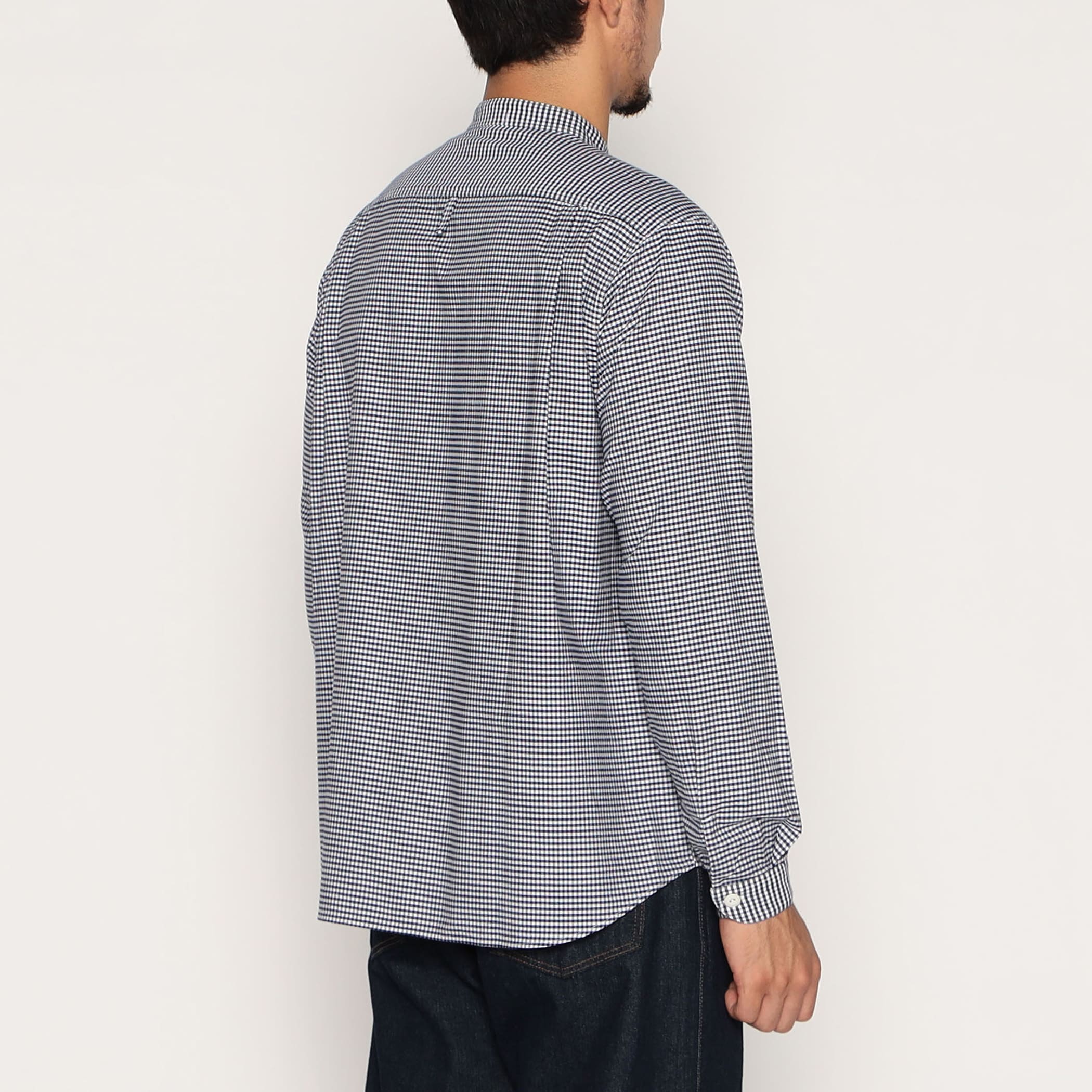 DANTON Men's Oxford Band Collar Shirt Pattern