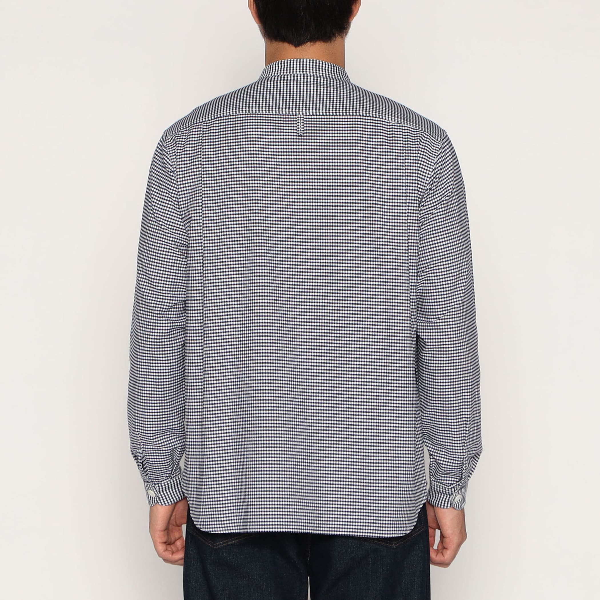 DANTON Men's Oxford Band Collar Shirt Pattern
