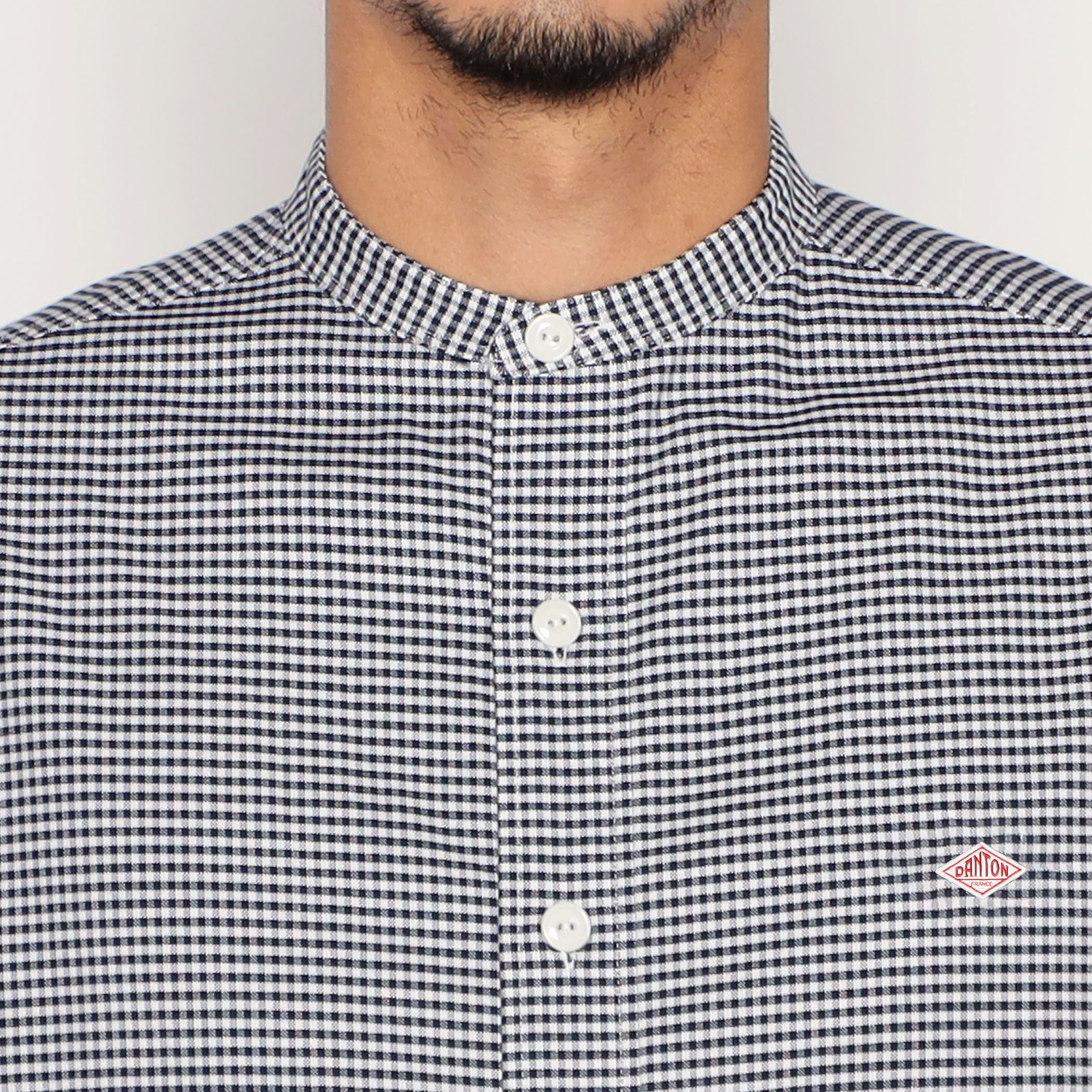 DANTON Men's Oxford Band Collar Shirt Pattern