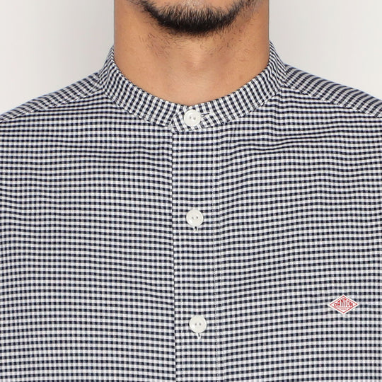 Men's Oxford Band Collar Shirt Pattern