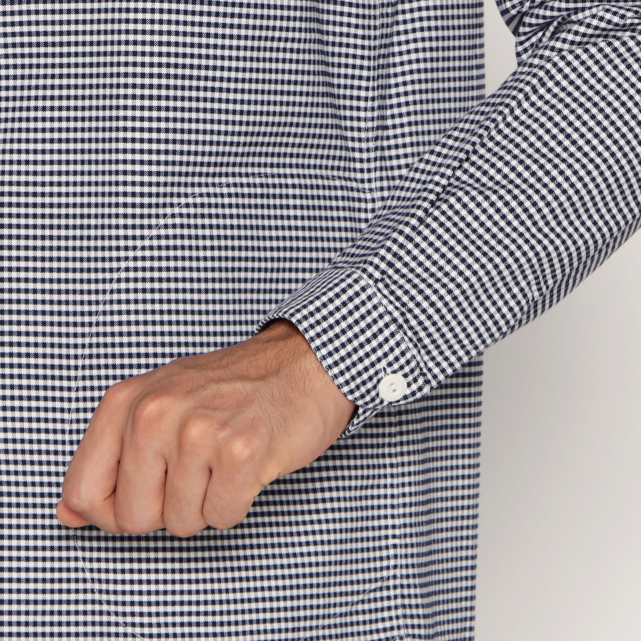 DANTON Men's Oxford Band Collar Shirt Pattern