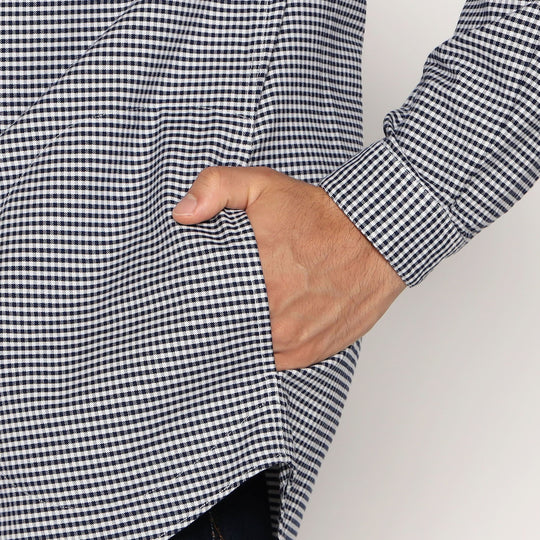 Men's Oxford Band Collar Shirt Pattern