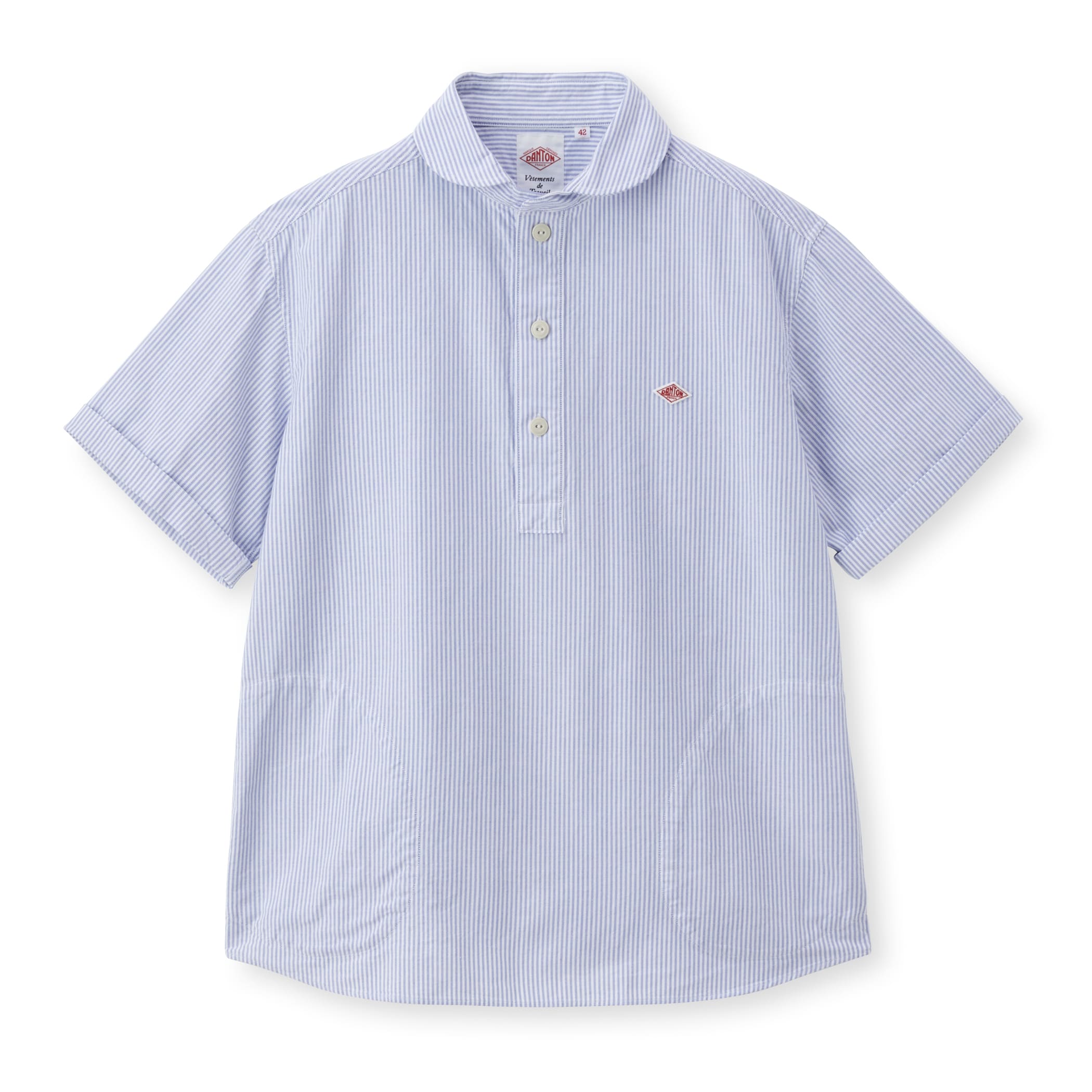 DANTON Men's Oxford Round Collar Short Sleeve Pullover Shirt Pattern