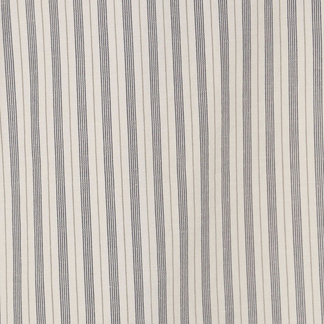 Men's Cotton Linen Short Sleeve Band Collar Shirt Stripe