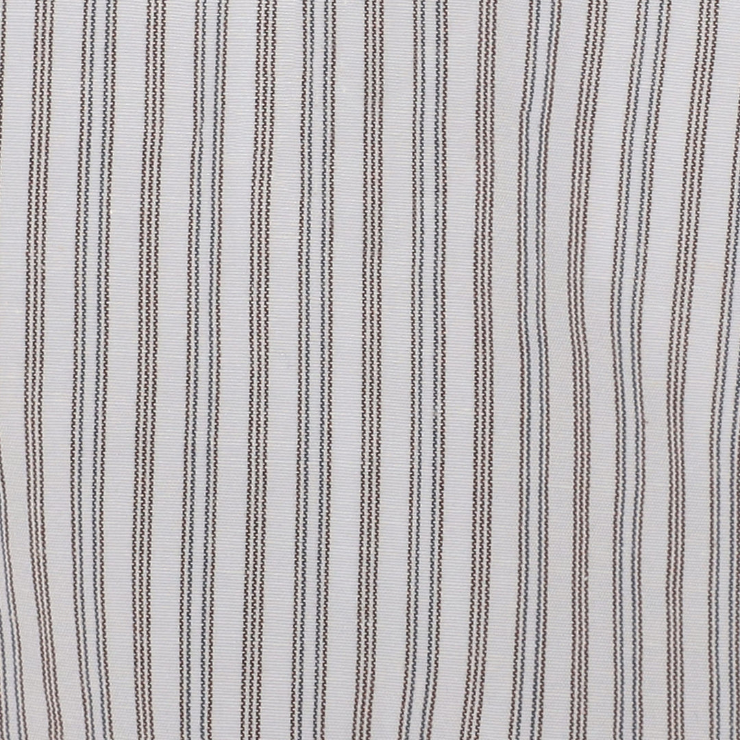 Men's Cotton Linen Short Sleeve Band Collar Shirt Stripe