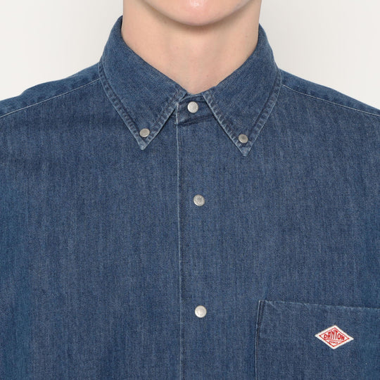 Men's Denim Dungaree Button-Down Shirt