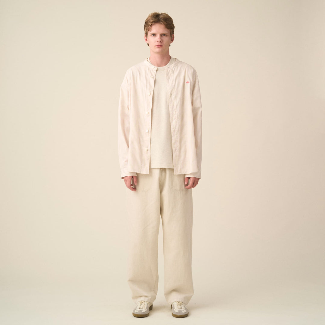 Men's Cotton Poplin Band Collar Shirt