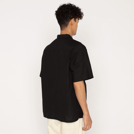 Men's Cotton Linen Slub Open-Collar Shirt