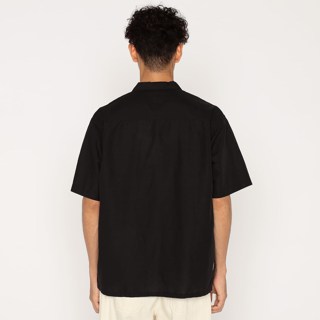 Men's Cotton Linen Slub Open-Collar Shirt